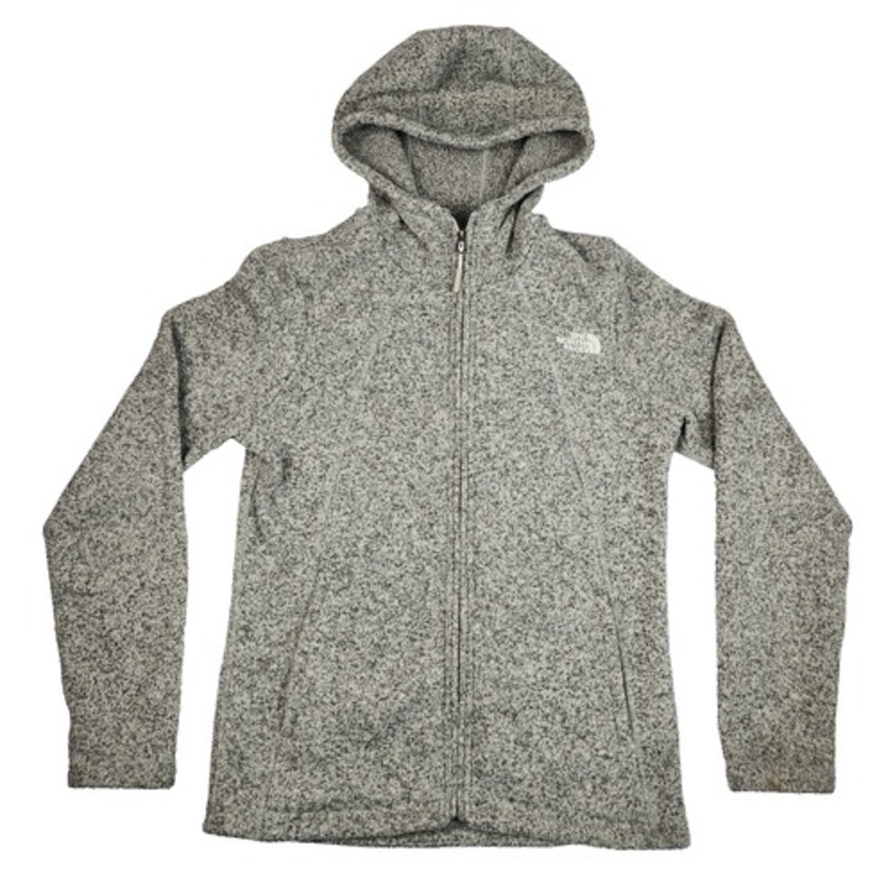 North Face Womens Heather Gray Hoodie Full Zip Fleece Jacket Size‎ S